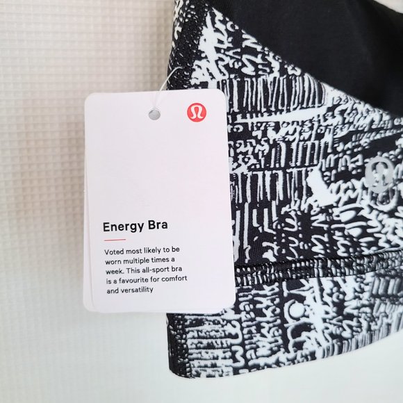 Lululemon Logo Energy Sports Bra Tear It Up Alpine White / Black W2AYSS Size 4 - Picture 6 of 8
